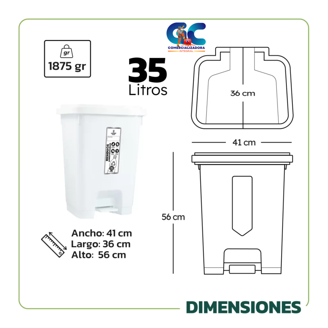 CANECA DE BASURA TAPA PEDAL COLORES AUTORIZADOS NUEVO CODIGO