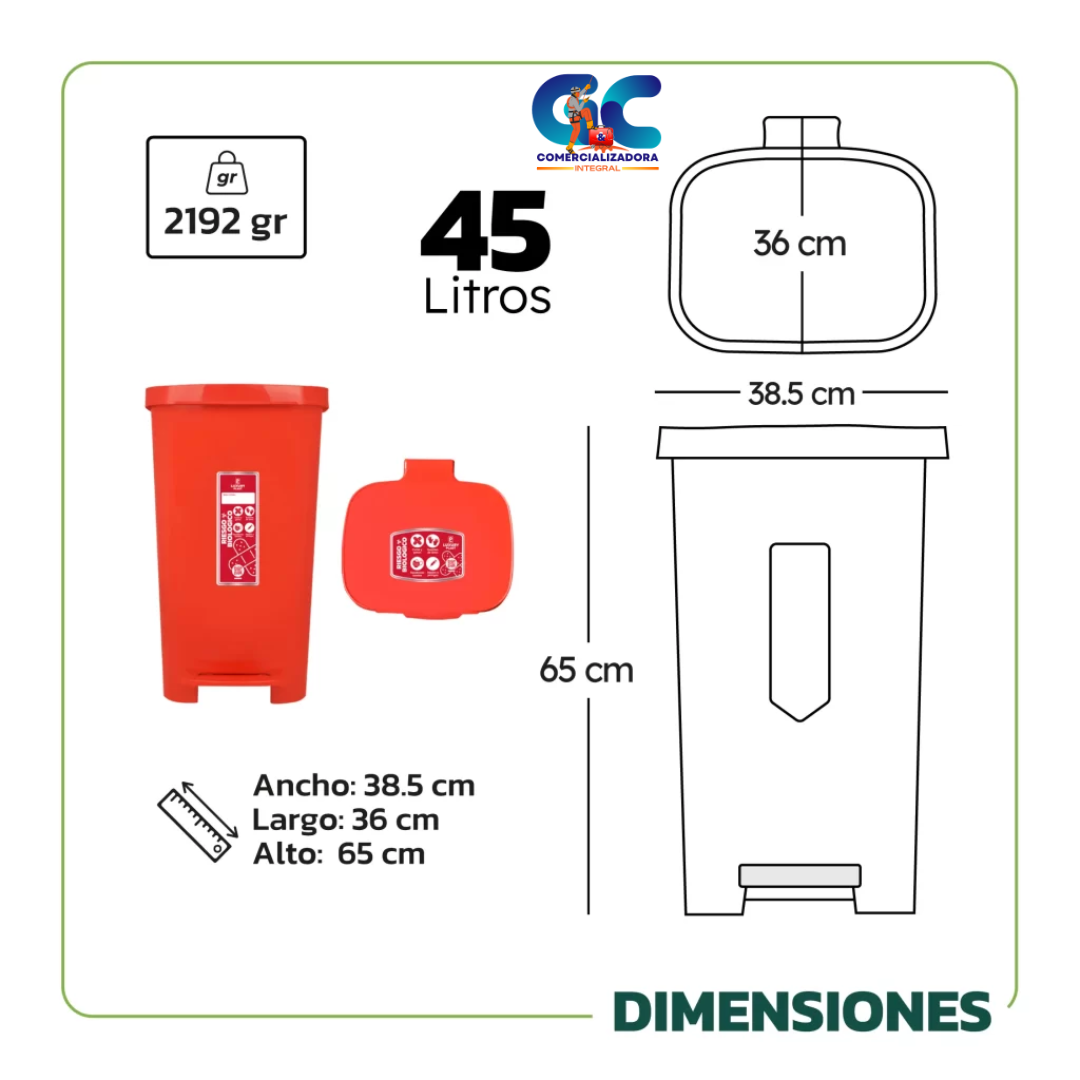 CANECA DE BASURA TAPA PEDAL COLORES AUTORIZADOS NUEVO CODIGO